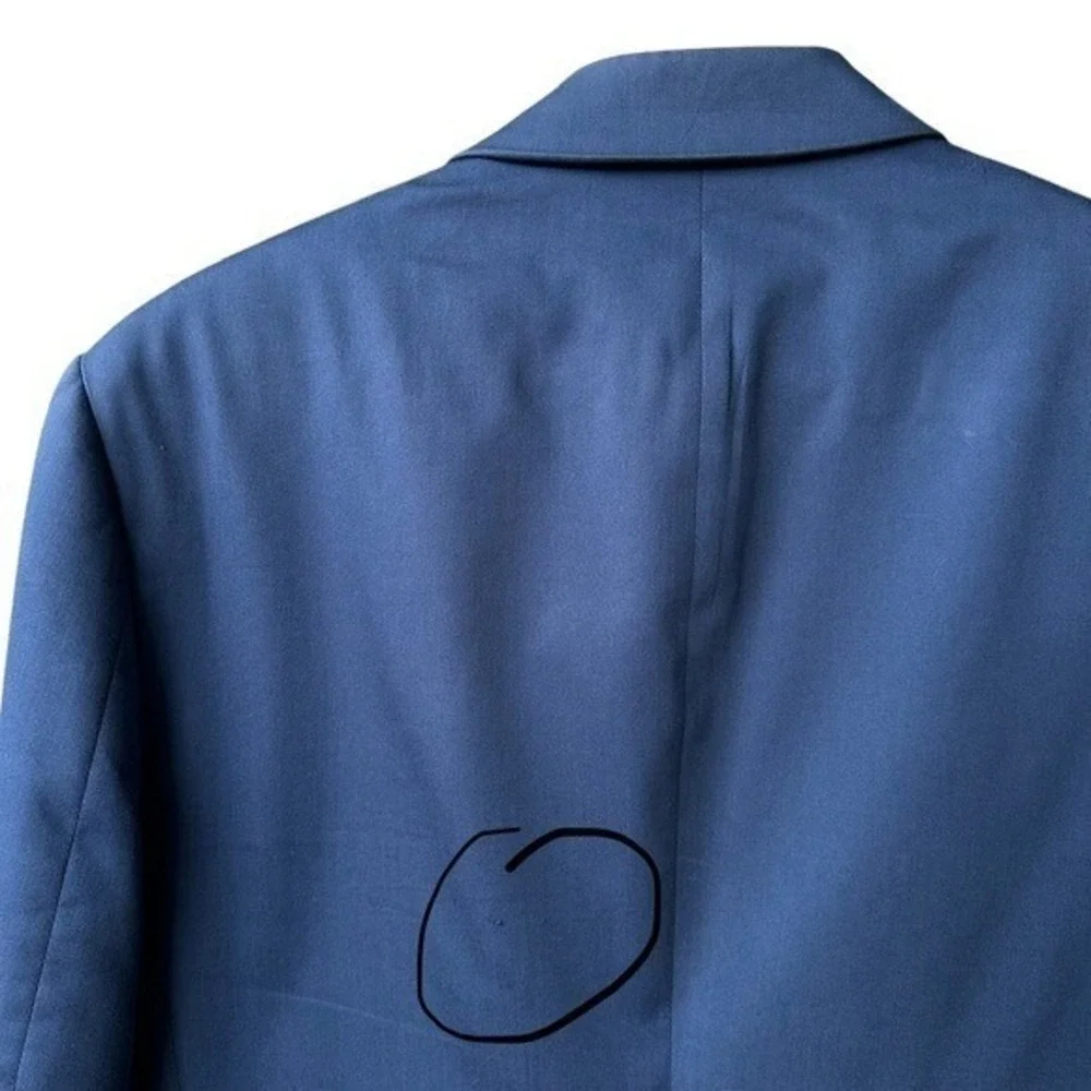 Express Suit Set Pants Blazer Blue Photographer Fitted Preppy Sz 38 Short 30/32
